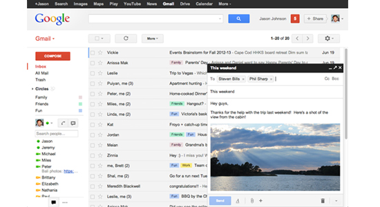 Gmail has a new compose window that allows for multiple messages at once and a slick new interface. For steps to try the new experience.