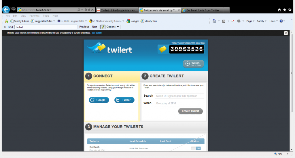 Twilert: Twitter Search Alerts via Email