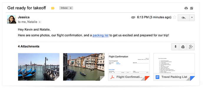 Attachments in gmail