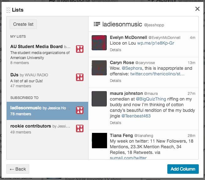 TweetDeck Lists